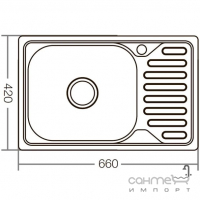 Прямокутна кухонна мийка на одну чашу з сушкою Zerix Decor Z6642-08-180D нержавіюча сталь декор