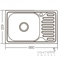 Прямоугольная кухонная мойка на одну чашу с сушкой Zerix Microdecor Z6642-08-180MD микродекор