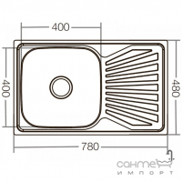 Прямоугольная кухонная мойка на одну чашу с сушкой Zerix Decor Z7848-08-180D нержавеющая сталь декор