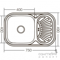 Прямоугольная кухонная мойка на одну чашу с сушкой Zerix Microdecor Z7549-08-180MD сталь микродекор