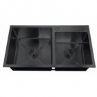 Прямокутна кухонна мийка на дві чаші Zerix Hanmade ZH7843DB-215 (3.0/1.0) PVD-Black чорна сталь