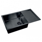 Прямокутна кухонна мийка з сушкой Mixxus MX7844-200x1.2-PVD-BLACK чорна нержавіюча сталь