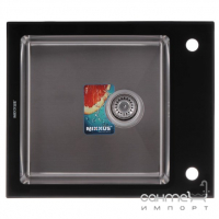Прямоугольная кухонная мойка Mixxus MX(304)6051-200x1.2-HM-GLASS нержавеющая сталь/черное стекло