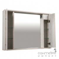Зеркало с LED-подсветкой, полкой и двумя шкафчиками по бокам Аква Родос Шельф 100 нордленд