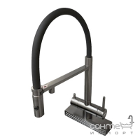 Змішувач для кухні з гнучким зливом та зливом для фільтрованої води Fabiano FKMC 3124 Black Steel (Cascad)