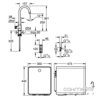 Кран с фильтром для воды и бойлером Grohe Blue Red InOne C Mono 31729DC0 суперсталь