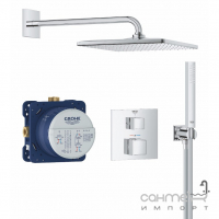 Душевая система скрытого монтажа с термостатом Grohe QuickFix Precision Cube Vitalio Rain Mono 310 Cube 34879000 хром