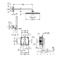 Душевая система скрытого монтажа с термостатом Grohe QuickFix Precision Cube Vitalio Rain Mono 310 Cube 34879000 хром