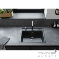 Гранитная кухонная мойка silicatec графит + смеситель для кухни Hansgrohe Talis 43359670 матовый черный