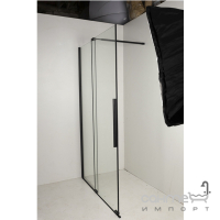 Розсувна душова перегородка Eco Style Walk In 1200x1900 профіль чорний матовий/прозоре скло