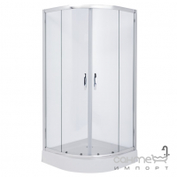 Напівкругла душова кабіна з піддоном та сифоном Volle Dios 10-13-015 профіль хром/прозоре скло