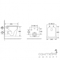 Безободковый подвесной унитаз Imprese Kubik c06810203 + инсталляция Geberit Duofix 458.103.00.1