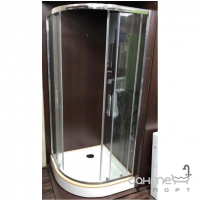 Напівкругла душова кабіна Veronis KN-3-80 Premium профіль хром/прозоре скло