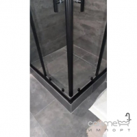 Квадратна душова кабіна Veronis Indiana Black 800x800 профіль чорний/прозоре скло