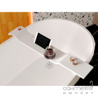 Полочка для ванны с держателями для смартфона/планшета и двух бокалов Miraggio Venice Mirasoft белая матовая