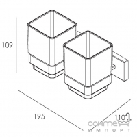Два стакана с настенным держателем Imprese Bilovec 122255 хром/прозрачное стекло