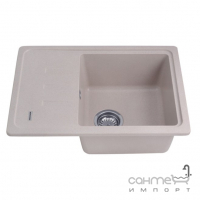 Прямокутна гранітна кухонна мийка на одну чашу із сушкою Kroner Komposit COL-6243 CV031059 пісочна