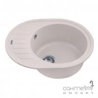 Овальна гранітна кухонна мийка на одну чашу з сушкою Kroner Komposit COL-6250 CV027414 пісочна