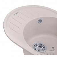 Овальна гранітна кухонна мийка на одну чашу з сушкою Kroner Komposit COL-6250 CV027414 пісочна