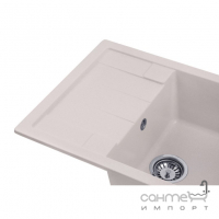 Прямокутна гранітна кухонна мийка на одну чашу з сушкою Kroner Komposit COL-6550 CV027410 пісочна