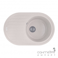 Овальна гранітна кухонна мийка на одну чашу з сушкою Kroner Komposit COL-7750 CV027418 пісочна