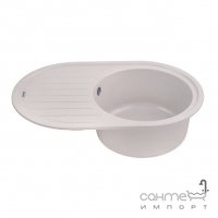 Овальна гранітна кухонна мийка на одну чашу з сушкою Kroner Komposit COL-7750 CV027418 пісочна