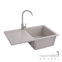 Прямокутна гранітна кухонна мийка на одну чашу з сушкою Kroner Komposit COL-7850 CV031060 пісочна