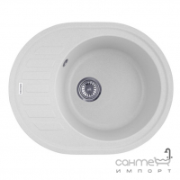 Овальна гранітна кухонна мийка на одну чашу з сушкою Kroner Komposit GRA-6250 CV027415 сіра