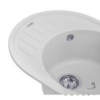 Овальна гранітна кухонна мийка на одну чашу з сушкою Kroner Komposit GRA-6250 CV027415 сіра