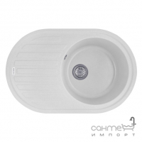 Овальна гранітна кухонна мийка на одну чашу з сушкою Kroner Komposit GRA-7750 CV027419 сіра