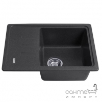 Прямокутна гранітна кухонна мийка на одну чашу із сушкою Kroner Komposit GRB-6243 CV031063 графіт