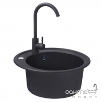 Кругла гранітна кухонна мийка Kroner Komposit SCH-510 CV027405 чорна