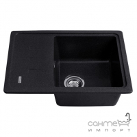 Прямокутна гранітна кухонна мийка на одну чашу із сушкою Kroner Komposit SCH-6243 CV031065 чорна