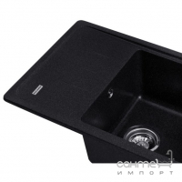 Прямокутна гранітна кухонна мийка на одну чашу із сушкою Kroner Komposit SCH-6243 CV031065 чорна