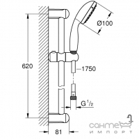 Душовий гарнітур Grohe Tempesta 100 26162001 хром, 2 режими