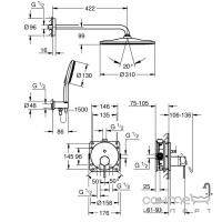 Душева система прихованого монтажу Grohe Essence Rainshower Mono 310 25287000 хром