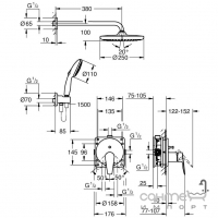 Душевая система скрытого монтажа Grohe BauEdge Tempesta 250 25290000 хром