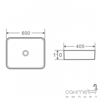 Прямоугольная раковина на столешницу Qtap tern QT17112174W белая