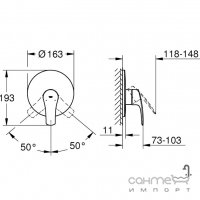 Смеситель для душа скрытого монтажа Grohe Eurosmart 194512433 матовый черный