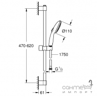 Душевой гарнитур Grohe Tempesta 110 269152433 матовый черный, 2 режима