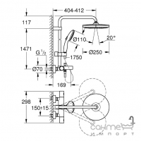 Душова стійка з термостатом для ванни Grohe Vitalio Start System 250 269882431 матова чорна