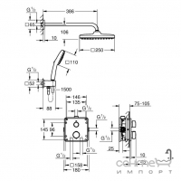 Душевая система скрытого монтажа с термостатом Grohe Precision Thermostat Vitalio Comfort 250 348822430 матовая черная