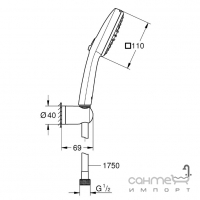 Душовий гарнітур Grohe Vitalio Comfort 110 263992431 матовий чорний, 2 режими