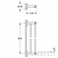 Тримач для рушників подвійний 60 см Grohe QuickFix Start 41203DC0 суперстал