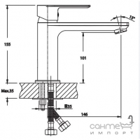 Змішувач для раковини Haiba Alex 001 LONG Graphite графіт