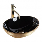 Овальная раковина на столешницу Rea Sofia Gold Brush Black REA-U3310 черная/золото браш