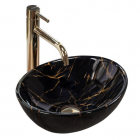 Овальная раковина на столешницу Rea Sofia Mini Black Marble Shiny REA-U6963 черный мрамор