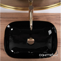 Прямоугольная раковина на столешницу Rea Belinda Gold Brush REA-U8780 черная/матовое золото браш