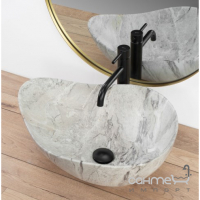 Асиметрична раковина на стільницю Rea Dora Stone REA-U5066 сірий камінь