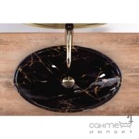 Овальная раковина на столешницу Rea Pamela Black Marble Shiny REA-U5067 черный мрамор